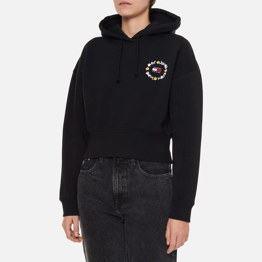 Tommy Jeans Женская толстовка Crop Floral Embroidery Badge Hoodie