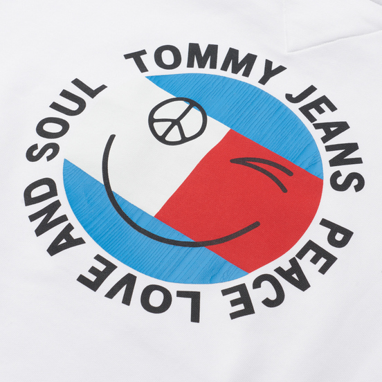 Женская толстовка Tommy Jeans Oversized Peace Smiley Hoodie White