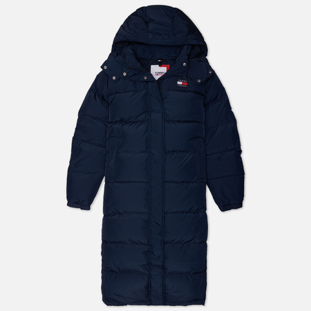 фото Женский пуховик tommy jeans alaska long puffer, цвет синий, размер xs