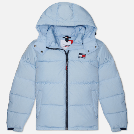 фото Женский пуховик tommy jeans alaska hooded puffer, цвет голубой, размер xs