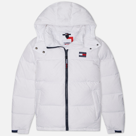 фото Женский пуховик tommy jeans alaska hooded puffer, цвет белый, размер xs