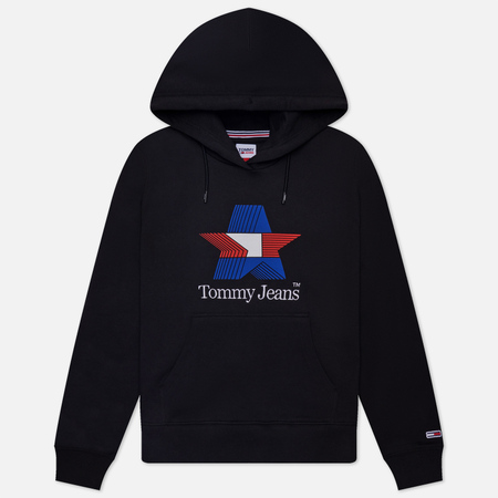 фото Женская толстовка tommy jeans regular tj star hoodie, цвет чёрный, размер xs