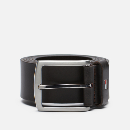 фото Ремень tommy hilfiger denton flag logo leather, цвет коричневый, размер 100