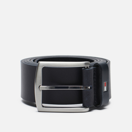 фото Ремень tommy hilfiger denton flag logo leather, цвет синий, размер 100