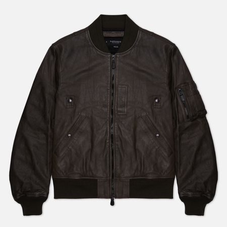 фото Мужская куртка бомбер eastlogue ma-1 leather, цвет оливковый, размер s