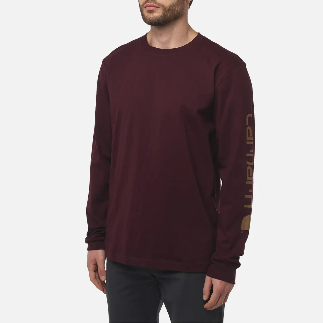 Carhartt Мужской лонгслив Relaxed Fit Heavyweight Logo Sleeve Graphic