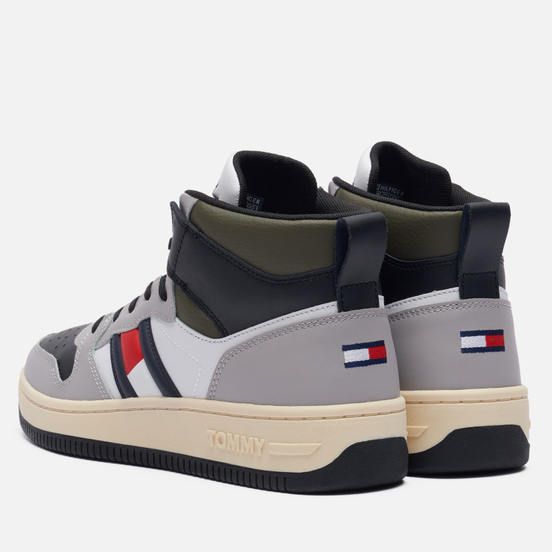 Мужские кроссовки Tommy Jeans High-Top Cupsole Leather Basketball Trainers Sterling Grey