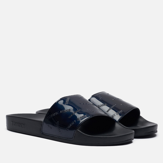 Женские сланцы Tommy Jeans Embossed Patent Slide Black