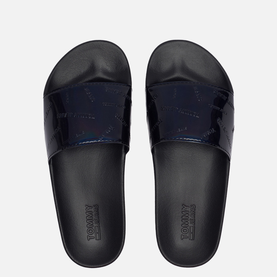 Женские сланцы Tommy Jeans Embossed Patent Slide Black