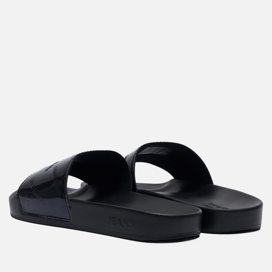Женские сланцы Tommy Jeans Embossed Patent Slide Black