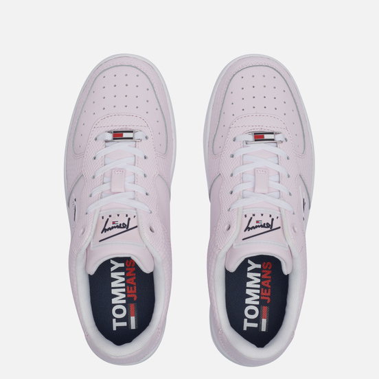 Женские кроссовки Tommy Jeans Textured Leather Basket Cupsole Light Pink