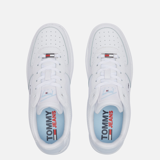 Женские кроссовки Tommy Jeans Textured Leather Basket Cupsole White