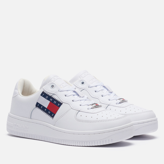 Женские кроссовки Tommy Jeans Leather Badge Cupsole Basketball Trainers White
