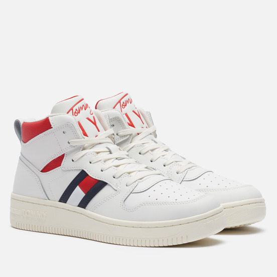 Женские кроссовки Tommy Jeans Leather High-Top Basketball Trainers Ecru