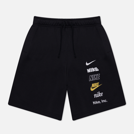 фото Мужские шорты nike club+ fleece multi logo, цвет чёрный, размер s