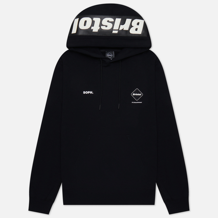 фото Мужская толстовка f.c. real bristol synthetic leather applique team hoodie, цвет чёрный, размер s