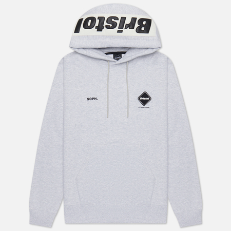 фото Мужская толстовка f.c. real bristol synthetic leather applique team hoodie, цвет серый, размер s