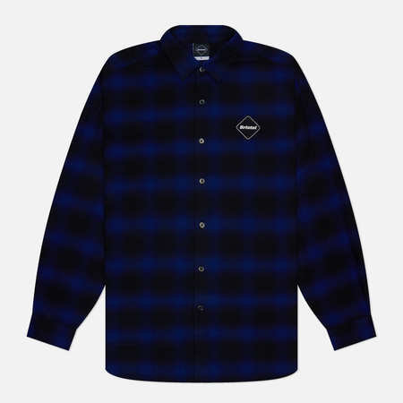  Мужская рубашка F.C. Real Bristol Big Logo Baggy Flannel, цвет синий, размер M