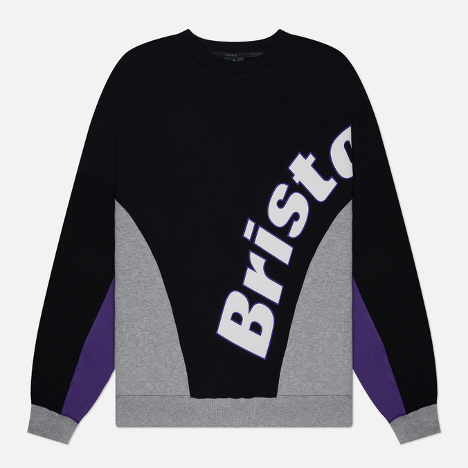 Мужская толстовка F.C. Real Bristol Big Logo Paneled Crew Neck, цвет чёрный