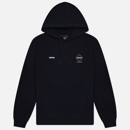 фото Мужская толстовка f.c. real bristol team hoodie big logo, цвет чёрный, размер s