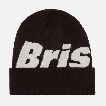 фото Шапка f.c. real bristol big logo knit, цвет коричневый