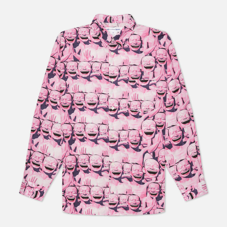Мужская рубашка Comme des Garcons SHIRT x Yue Minjun All Over Print, цвет розовый, размер L