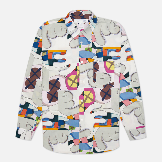 Мужская рубашка Comme des Garcons SHIRT x KAWS Print I White/Multicolor