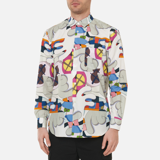 Мужская рубашка Comme des Garcons SHIRT x KAWS Print I White/Multicolor