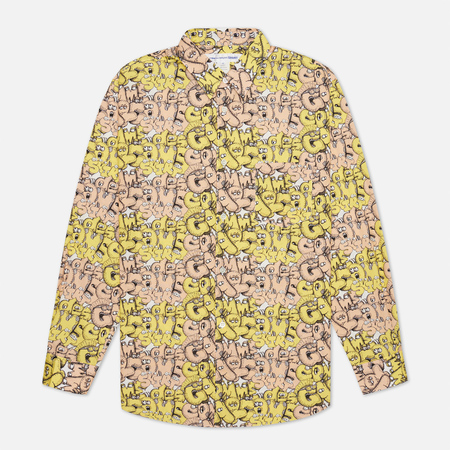 Мужская рубашка Comme des Garcons SHIRT x KAWS Print F, цвет жёлтый, размер S