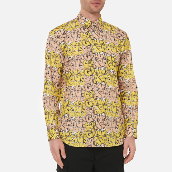 Мужская рубашка Comme des Garcons SHIRT x KAWS Print F Yellow/Peach