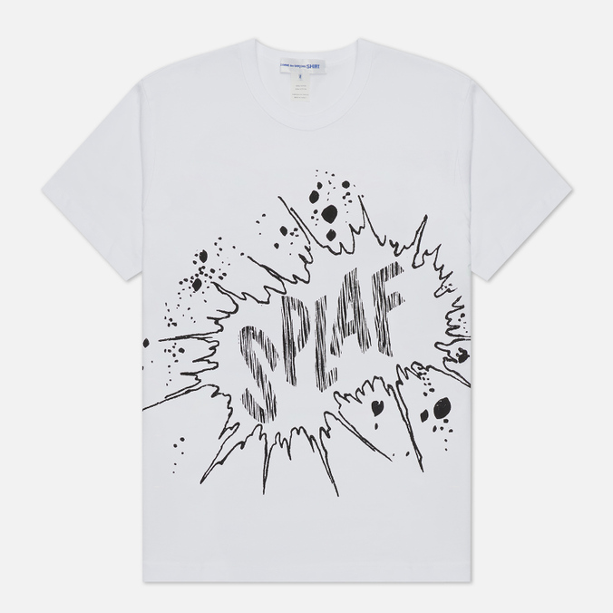 Мужская футболка Comme des Garcons SHIRT, цвет белый, размер L FI-T004-S22-3 x Christian Marclay Print Splaf Crew Neck - фото 1