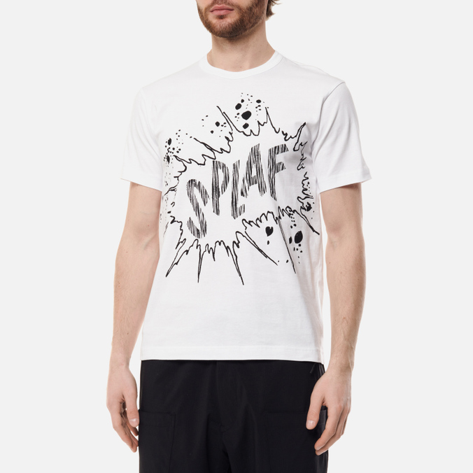 Мужская футболка Comme des Garcons SHIRT, цвет белый, размер L FI-T004-S22-3 x Christian Marclay Print Splaf Crew Neck - фото 3