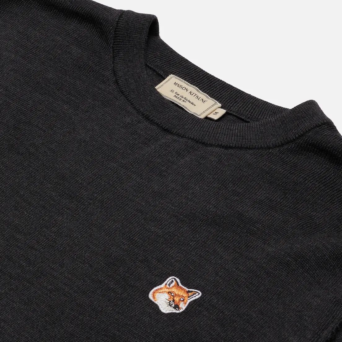 Maison Kitsune Мужской свитер Fox Head Patch Regular R-Neck