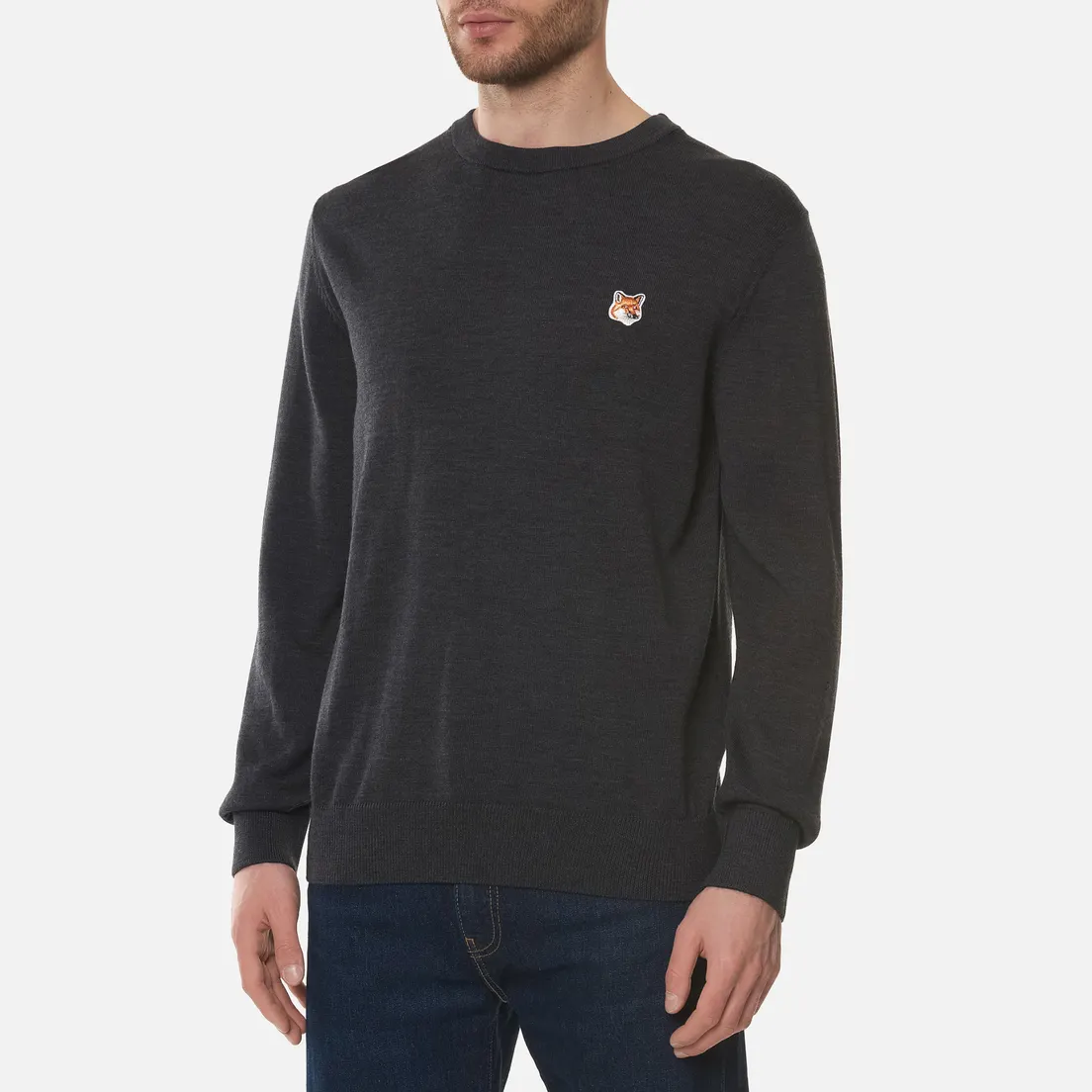 Maison Kitsune Мужской свитер Fox Head Patch Regular R-Neck