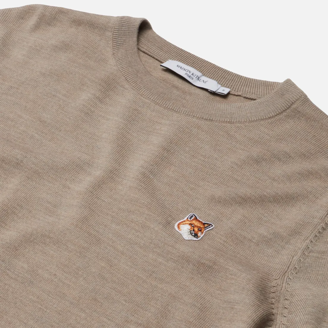 Maison Kitsune Мужской свитер Fox Head Patch Regular R-Neck