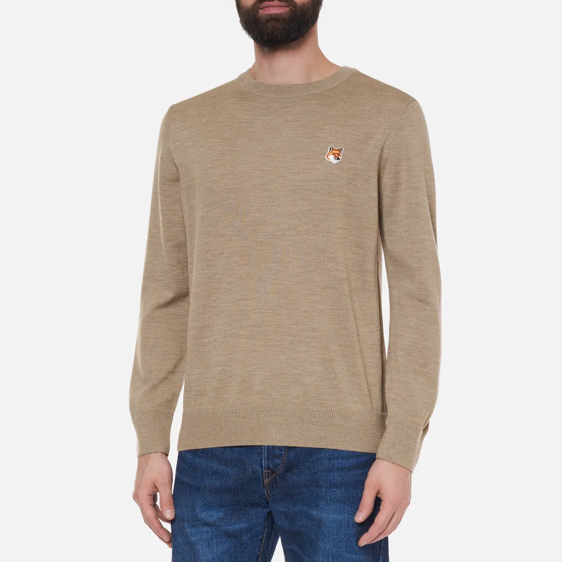 Maison Kitsune Мужской свитер Fox Head Patch Regular R-Neck