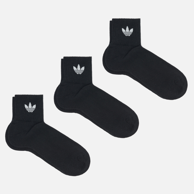 Комплект носков adidas Originals, цвет чёрный, размер 43-45 FM0643 3-Pack Ankle Mid-Cut Crew - фото 1