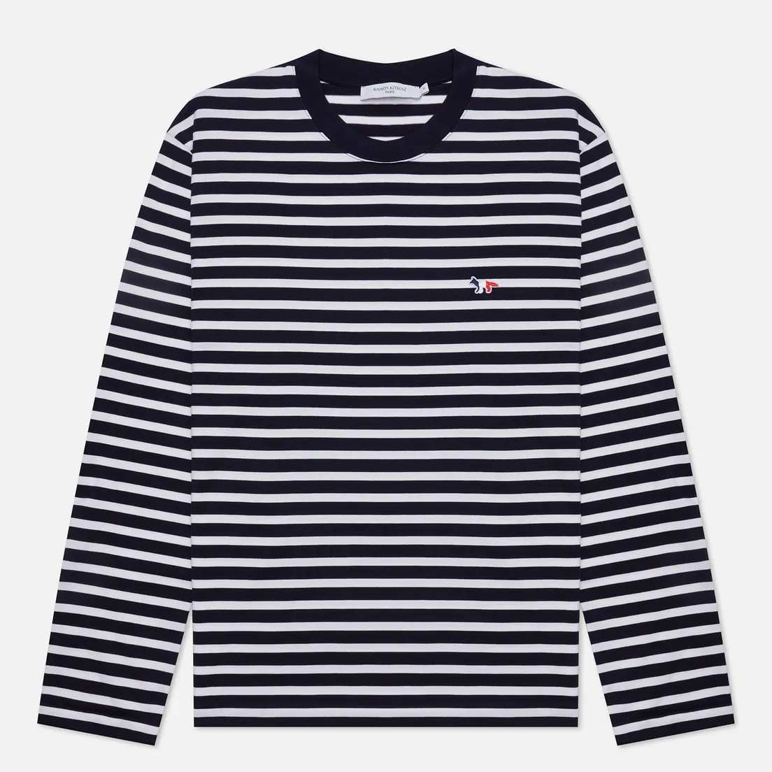 Maison Kitsune Мужской лонгслив Tricolor Fox Patch Classic Marin
