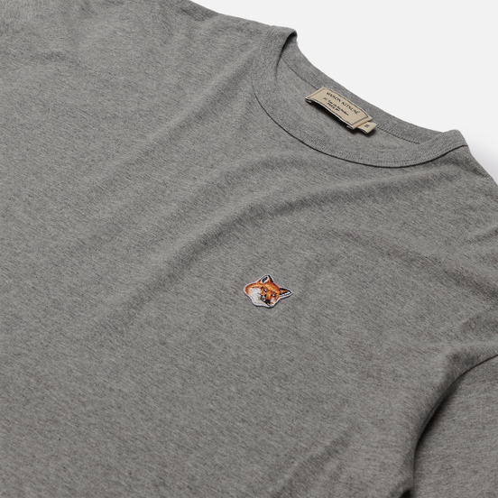 Мужской лонгслив Maison Kitsune Fox Head Patch Grey Melange