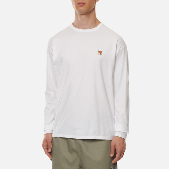 Мужской лонгслив Maison Kitsune Fox Head Patch White