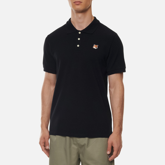 Мужское поло Maison Kitsune Fox Head Patch Black
