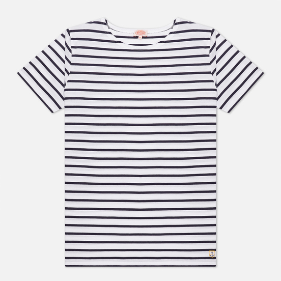Мужская футболка Armor-Lux Heritage Mariniere Hoedic White/Navire Navy