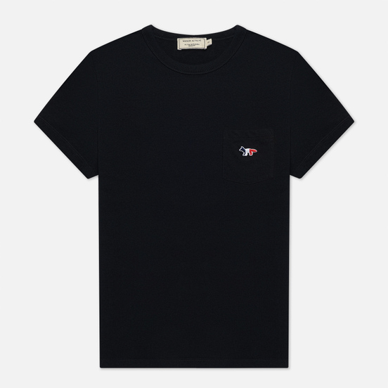 Женская футболка Maison Kitsune Tricolor Fox Patch Black