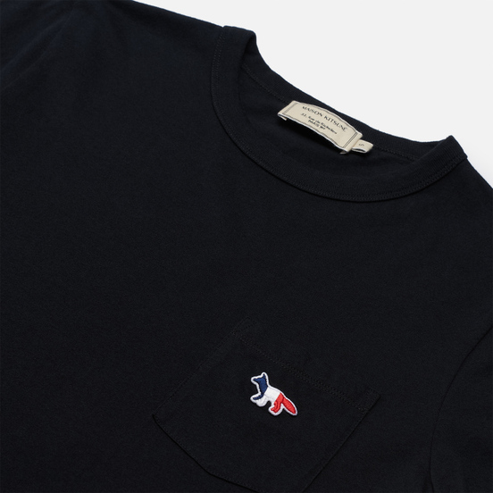 Женская футболка Maison Kitsune Tricolor Fox Patch Black