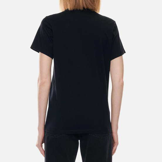 Женская футболка Maison Kitsune Tricolor Fox Patch Black