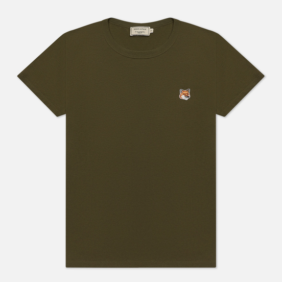 Женская футболка Maison Kitsune Fox Head Patch Khaki