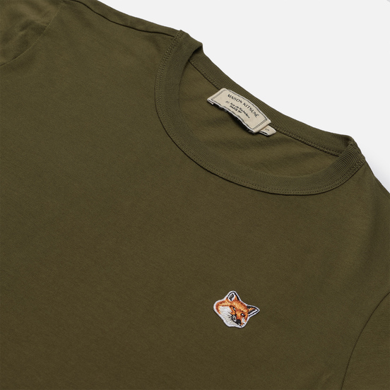 Женская футболка Maison Kitsune Fox Head Patch Khaki