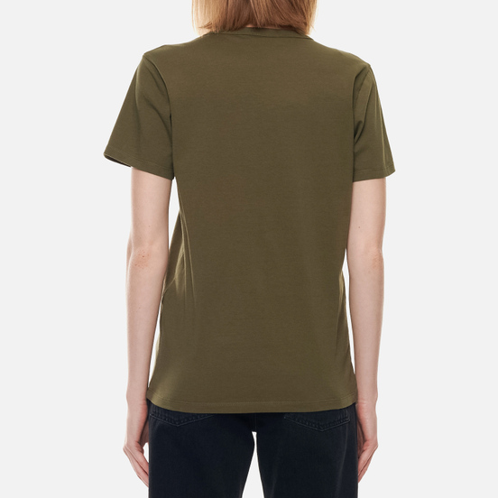 Женская футболка Maison Kitsune Fox Head Patch Khaki