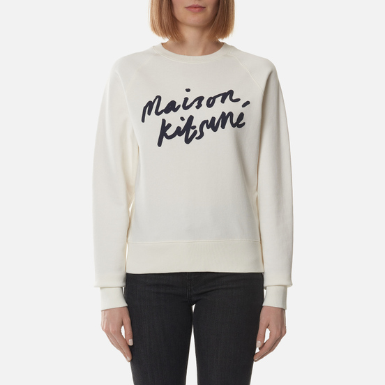Женская толстовка Maison Kitsune Handwriting Ecru