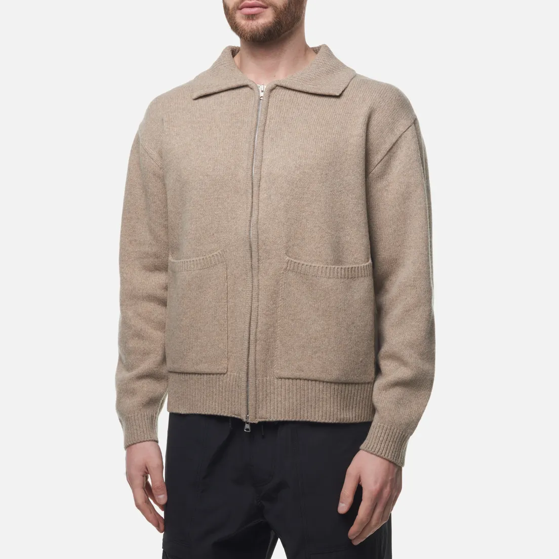 FrizmWORKS Мужской кардиган Wool Collar Zip Up